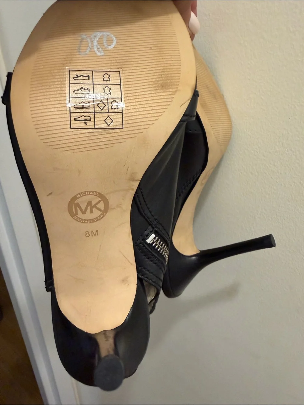 Michael Kors Black Leather Buckle Peep-Toe Stiletto Booties